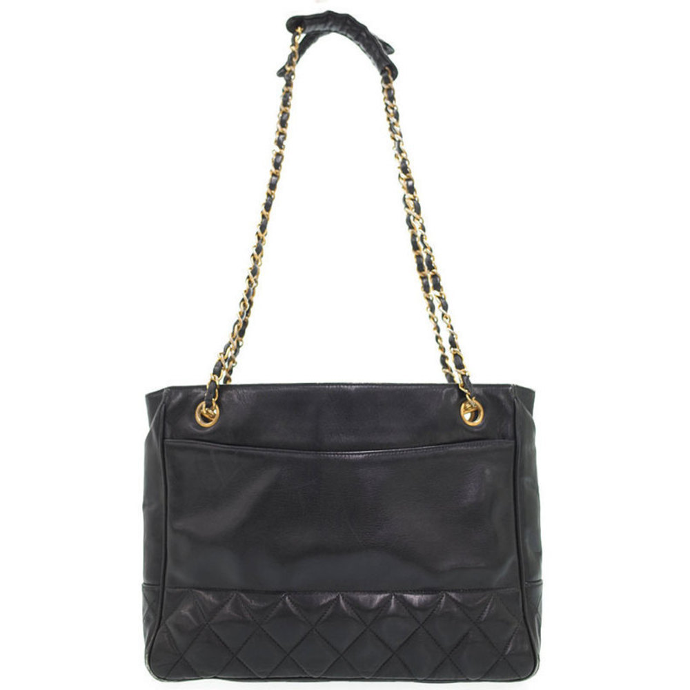 Chanel Matelasse Chain Shoulder Bag Black Leather